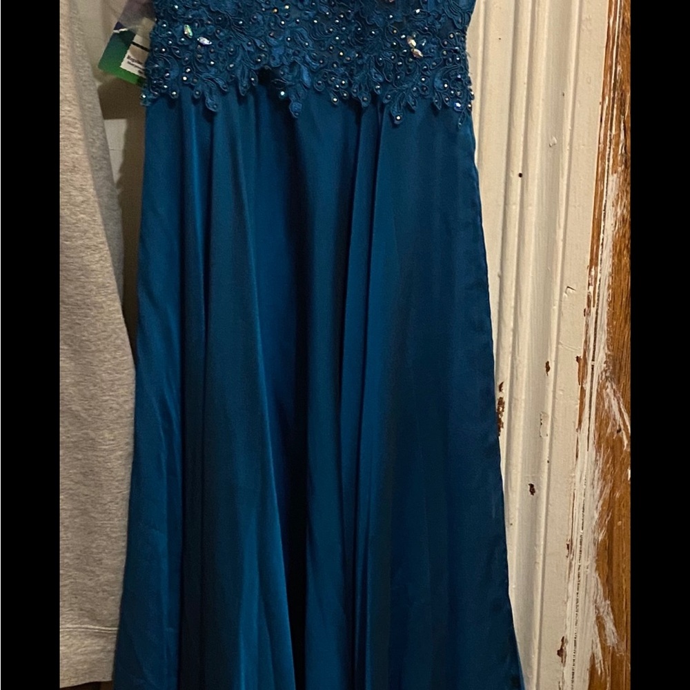 Elegant Blue Beaded Gown
